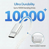 Cable USB C a USB C de Carga Rápida PD de 60 W, Cable de Carga Tipo C con Sincronización de Datos de 480 Mbps y Trenzado de Nailon para MacBook, iPad, Xiaomi
