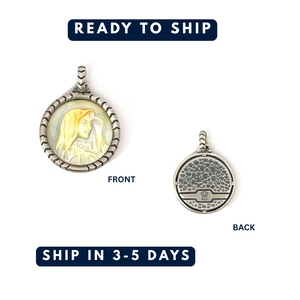 925 Sterling Silver Fine Round Yellow Mother of <b>Pearl</b> Themed <b>Pendant</b> for Men & Unisex Casual/Sporty Wear NA - Product Image 3