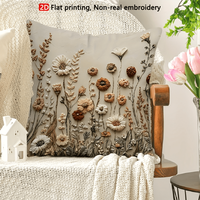 Housse de coussin décorative Kongyu Home Textiles à effet 3D, imprimé floral de fleurs sauvages, pour canapé, salon