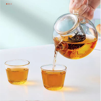 Bouilloire en verre borosilicate haute résistance, résistante aux flammes directes, avec filtre, capacité 500 ml, soufflée à la main, ensemble de thé