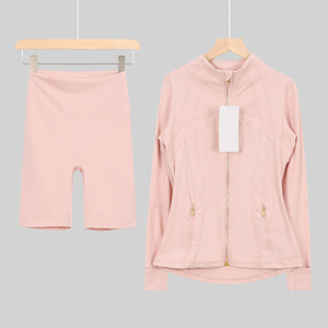 Ensemble <span class=keywords><strong>de</strong></span> yoga pour femmes, <span class=keywords><strong>tenue</strong></span> <span class=keywords><strong>de</strong></span> <span class=keywords><strong>sport</strong></span> respirante, écologique, taille haute, élastique, en spandex/nylon, sans couture, col montant, manches longues - Product Image 3