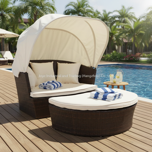 Cama Redonda de Ratán Sintético para Exteriores, Moderna y Elegante, con Toldo, para Jardín, Hotel, Balcón, Patio, Muebles de Exterior - Product Image 2