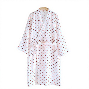 Peignoir de nuit respirant 100 % coton pour femme, longueur genou, été, automne, printemps, ODM - Product Image 3