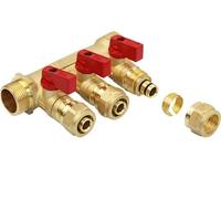 Vente en gros de collecteurs en laiton 36/50MM à 2/3/4/5/6 voies avec vannes à boisseau sphérique et adaptateurs détachables, poignée en aluminium pour système de chauffage