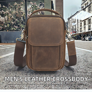 กระเป๋าหนังแท้ผู้ชายขนาดเล็กสะพายไหล่แบบครอสบอดี้ สำหรับใช้ในชีวิตประจำวัน ท่องเที่ยว สไตล์วินเทจ แฟชั่น - Product Image 2
