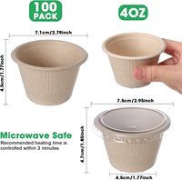 Gobelets à soufflé personnalisés imprimés de 4 oz en fibre de bagasse de canne à sucre, écologiques, biodégradables, jetables, pour fêtes, lot de 100, avec couvercle pour sauce
