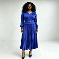 Robe plissée Miyake pour femme, taille plus, style africain, avec broche florale 3D et taille festonnée, longueur cheville, collection automne 2026