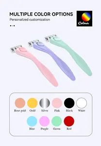 새로운 디자인 사용자 정의 로고 로즈 골드 여성 6 블레이드 시스템 면도기 면도기 면도기 면도기 홀더