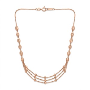 925 Silver Rose gold necklace elegant women jewelry double layer beaded chain bridal wedding party fashion <b>gift</b> girls accessory - Product Image 1