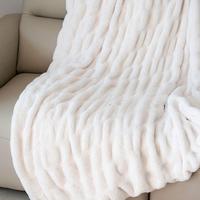 Moderne feste Muster gestrickte Faux Nerz Decke Super weiche 100% Polyester Four Seasons Plüsch Spandex Blase für den gelegentlichen Gebrauch zu Hause