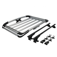 Porte-bagages de voiture SUV 4x4 en aluminium noir + argent avec barre transversale capacité 75KGS