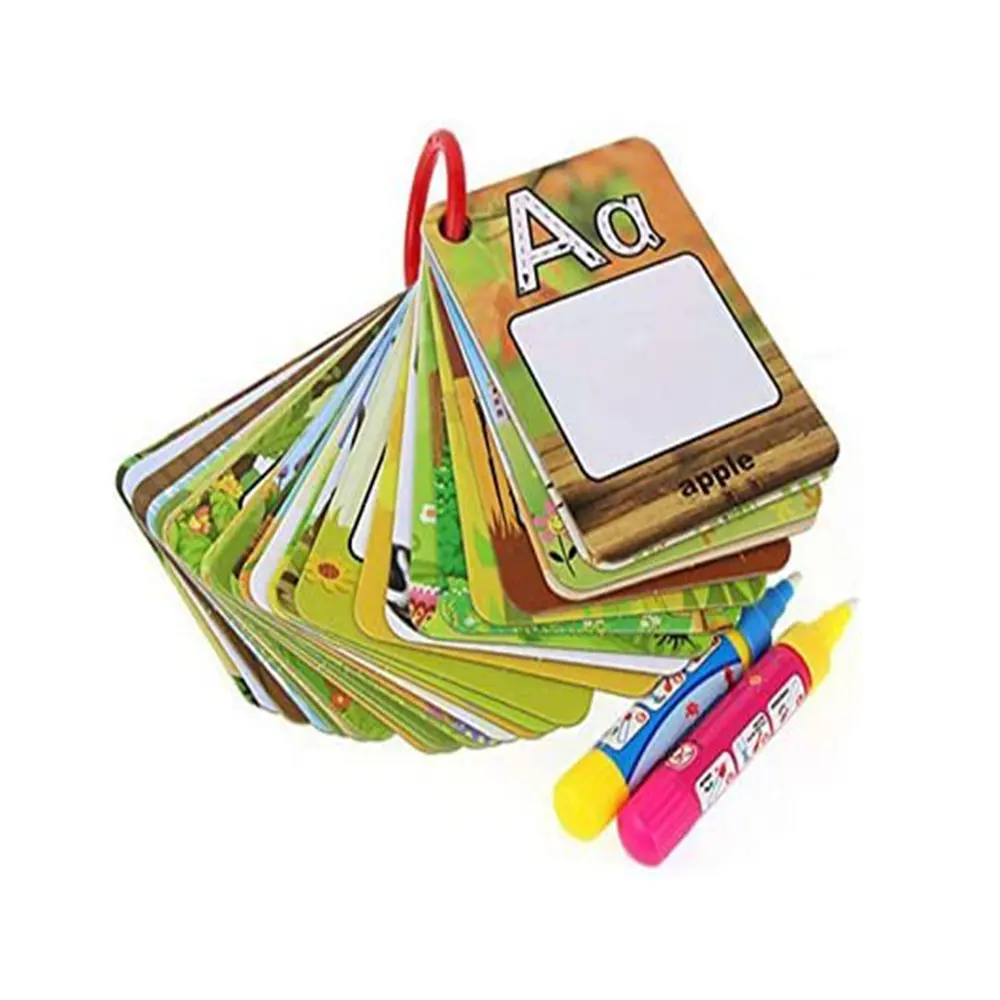 Children Early Education Drawing Cards for kids Water Painting Magic Doodle Card 26 Alphabet with Magic Pen Best Learning Toy