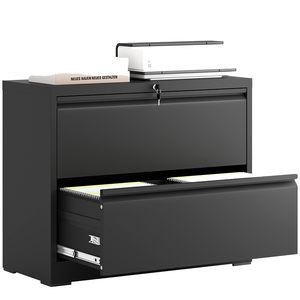 Archivador Lateral Moderno de Acero Negro con 2 Cajones, Muebles de Oficina, Cajones con Cerradura, Gran Capacidad, Almacenamiento Inteligente para Oficina en Casa - Product Image 1