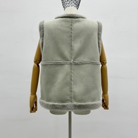 Vente directe d'usine, veste en fourrure synthétique à col rond pour femmes, fermeture à boutons, garniture en fourrure, veste sans manches pour femmes, vêtements d'extérieur d'hiver