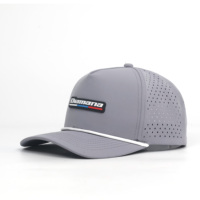 Casquette 5 panneaux personnalisée avec logo, découpe laser de haute qualité, trou perforé, patch en caoutchouc et cordons offerts