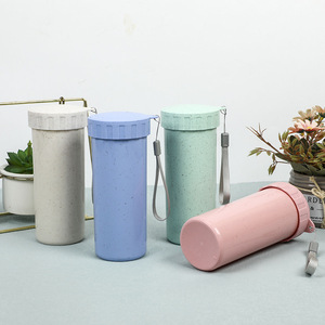 Vaso portátil biodegradable para exteriores con logo personalizado, de pared simple, libre de BPA, apto para alimentos, hecho de paja de trigo, ecológico. - Product Image 3