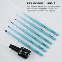 Ensemble de 6 pinceaux à ongles professionnels avec manche en bouleau pour nail art, stylo liner pour gel UV, outil de manucure de haute qualité