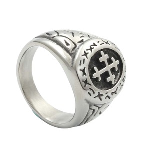 Men's Antique <b>Cross</b> <b>Ring</b> Retro <b>Silver</b> Stainless Steel Punk Style Jewelry Gift - Product Image 1
