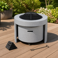 Barbecues MGO avec table 2-en-1, aspect pierre, gril à charbon de bois d'extérieur avec roues et écran anti-étincelles pour jardin, patio, mobilier d'extérieur