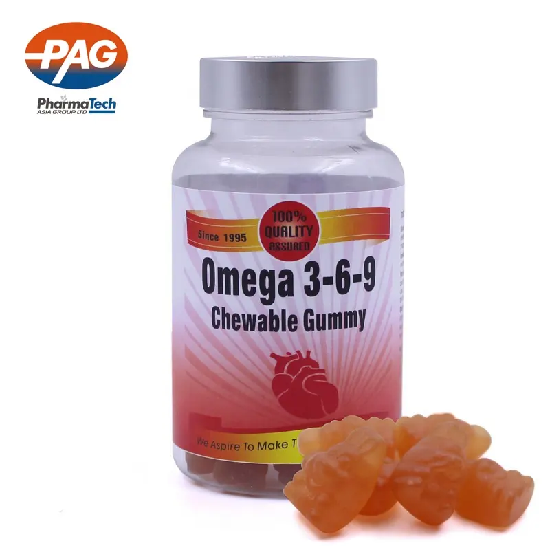 ओमेगा 3-6-9 Gummies डीएचए चिपचिपा कैंडी हर्बल सप्लीमेंट PAG या निजी लेबल 2 साल, स्टोर करने के लिए विषय हालत