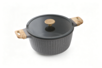 Ensemble de 4 ustensiles de cuisine en alliage d'aluminium antiadhésifs avec couvercles en verre, poignées en bakélite, base multicouche, compatible avec toutes les cuisinières, comprend une casserole à lait