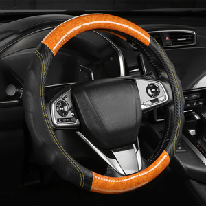 Funda para Volante de Madera de Durazno con Costuras de Fibra de Carbono, Cuero Artificial, Universal para las Cuatro Estaciones, Comercio Exterior - Product Image 2