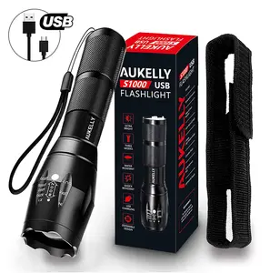 USB flashlight T6 1000lumens Zoomable Powerful Waterproof Torch Lamp Power bank Light 18650 rechargeable led usb flashlight