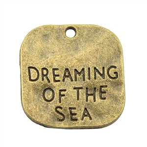 Ciondolo con Citazione 'Dreaming Sea' in Lega di Zinco <span class=keywords><strong>Argento</strong></span> Anticato, Forma Quadrata Arrotondata, per Ricordi di Matrimoni in Spiaggia - Product Image 5