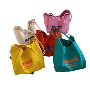 Bulk Reusable Shopping Bags Canvas <b>Tote</b> Custom Logo Printed Eco Friendly Women Foldable High Quality Fashion Wholesale Rope - Product Image 1