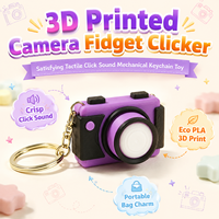 Nouveau Porte-clés personnalisé OEM en gros, imprimé en 3D, avec bouton de déclenchement de caméra et interrupteur mécanique, jouet anti-stress, pendentif en forme de bouton de déclenchement, pour cadeaux en vrac