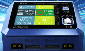 Cargador de Batería Inteligente de Doble Canal SkyRC D100neo, Reemplazo para D100V2, Accesorios para Drones de Carreras FPV, Metal y Plástico - Product Image 5