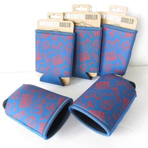 Custom Logo 5mm Foldable Neoprene Beer Can Cooler Bag Insulated Koozee <b>Collapsible</b> Can Holder for Party Insert Card - Product Image 2