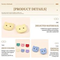 Boutons-pression carrés en plastique à deux trous, motif chat de dessin animé fraise colorée, décoratifs, lavables, pour vêtements d'enfants