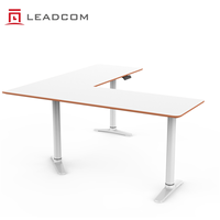 Bureau assis-debout électrique ergonomique commercial LEADCOM LS-781 à hauteur réglable, forme personnalisée, pour bureau