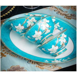 Juego de Vajilla de Porcelana Europea de 60 Piezas con Juego de Tazas, Diseño de <span class=keywords><strong>Palacio</strong></span> <span class=keywords><strong>Chino</strong></span> con Patrón Escénico, Minimalista, para Uso en Hoteles - Product Image 2