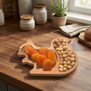 Factory Wholesale Beech Wood Snack Platter Squirrel Shape Serving Tray with Compartment for Serving Dishes and Snacks - Product Image 1