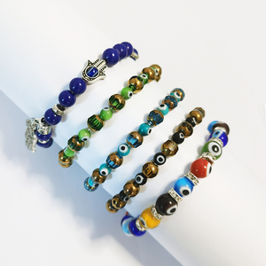 Pulsera de cristal azul hecha a mano para hombre, pulsera de cristal turco contra el mal de ojo - Product Image 5