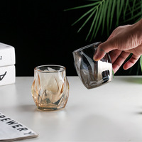 Vente en gros de gobelets en verre sodocalcique ambré de 260 ml, électro-plaqués, sans couvercle, pour la maison et les restaurants