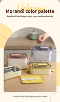 Boîte à bento en acier inoxydable à un seul niveau avec couverts intégrés, récipient à lunch étanche à 1 compartiment, sans BPA, écologique, pour le bureau
