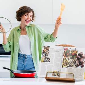 Supporto in Legno <span class=keywords><strong>per</strong></span> Ricettario Pieghevole Regolabile <span class=keywords><strong>per</strong></span> Tablet PC Libri di Testo Supporto <span class=keywords><strong>per</strong></span> Libri da Cucina - Product Image 4