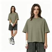 T-shirt en coton uni pour homme, style streetwear, coupe oversize à épaules tombantes, impression personnalisée de haute qualité, grammage lourd, coupe carrée