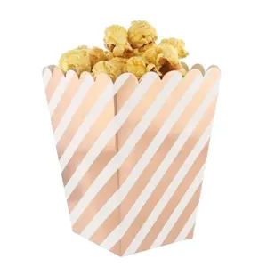 Gold/Silver Stiff Paper Mini Party Popcorn Boxes Pop Corn Candy/ Sanck Favor Bags Wedding Birthday Movie Party Tableware