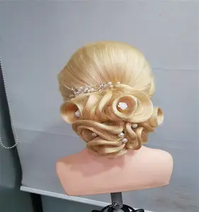 100 echte Menschliche Haar 613# Training Mannequin Kopf Schönheit Schule Kosmetik Haar Styling Praxis Kopf