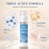 Crème hydratante quotidienne au collagène, marque privée OEM, GHK-Cu, éclaircissante pour les taches brunes, raffermissante, anti-âge, anti-rides, crème pour le visage au peptide de cuivre