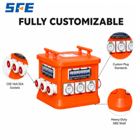 Boîte de prise de courant extérieure portable personnalisable SFE jaune, boîte électrique combinée SFE étanche, anti-poussière et ignifuge