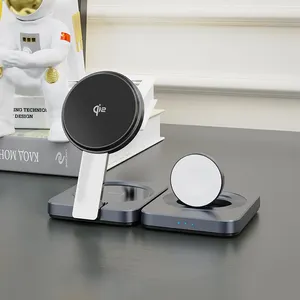 Desktop Multifunctional Portable Travel 15W Magnetic Foldable Wireless Charging Station 3 In 1 Qi2 Charger