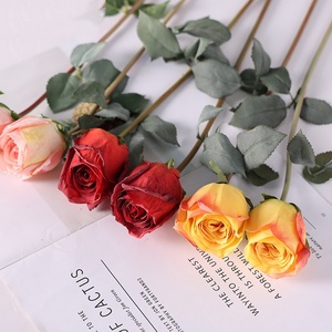 A-1874 Rose artificielle de haute qualité à tige unique, fleur sèche, rose en soie à bord brûlé pour la décoration de mariage, de la maison et des fenêtres - Product Image 6