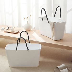 Shopping Basket Rectangle 20L Eco-Friendly White Sky Blue Horizontal Medium Bathroom Storage - Product Image 3