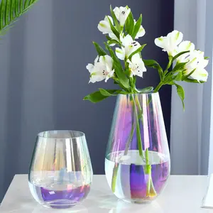 透明彩虹色定制批发结婚直销厂家玻璃花瓶婚礼摆件家居客厅装饰