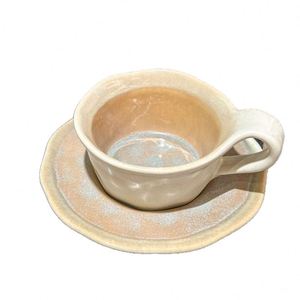 Tasse et soucoupe à café artisanales effet four, tasse en poterie rustique vintage, tasse à thé de l'après-midi pour le bureau et la maison, tasse de petit-déjeuner pour restaurant - Product Image 4